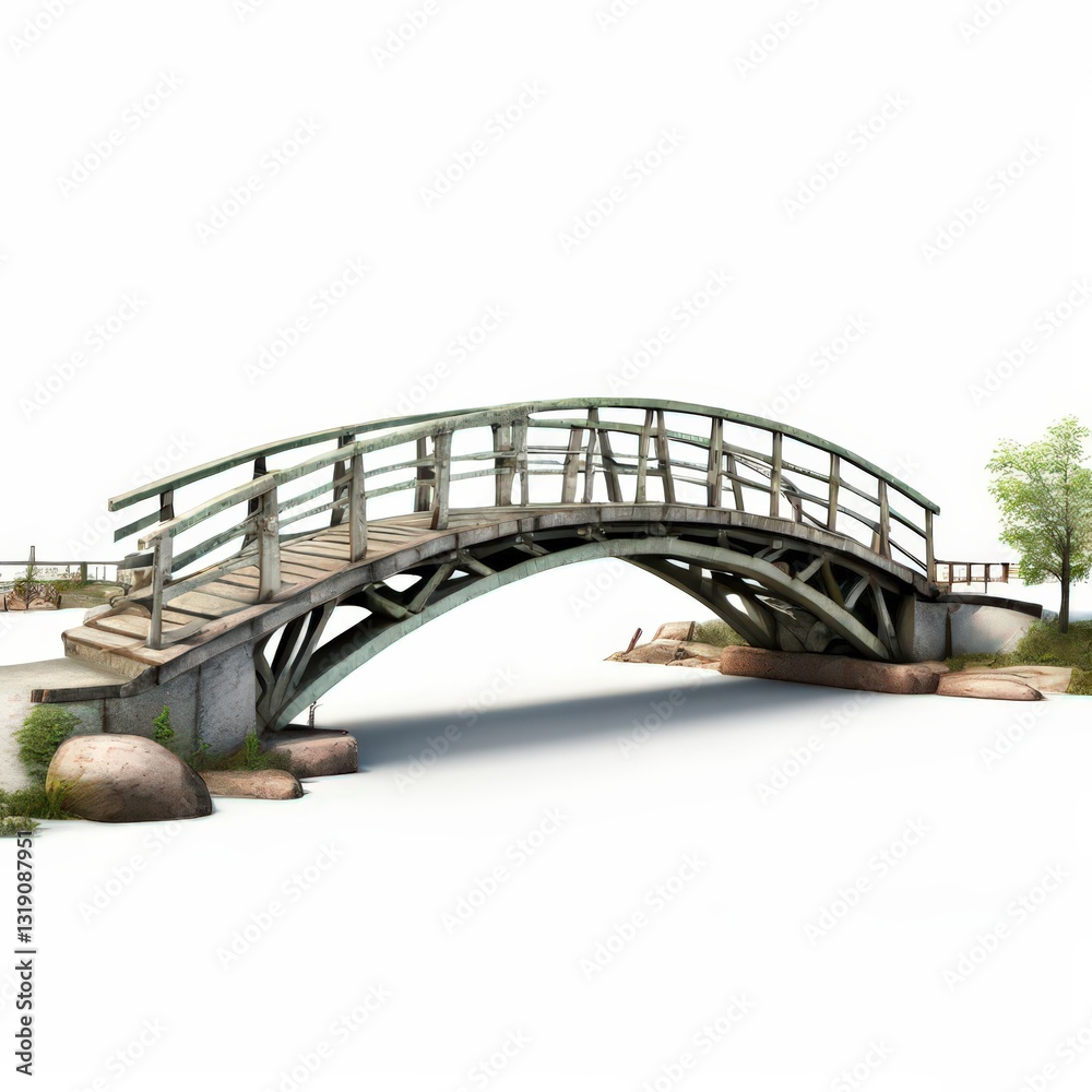 an AI Image Generator, Rustic Arch Bridge Over Pristine an AI Image Generator, Rustic Arch Bridge Over Pristine