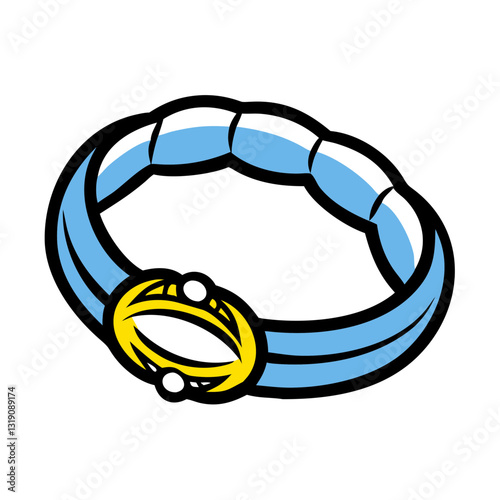 Stylish bracelet icon with blue and gold, fashion accessory concept