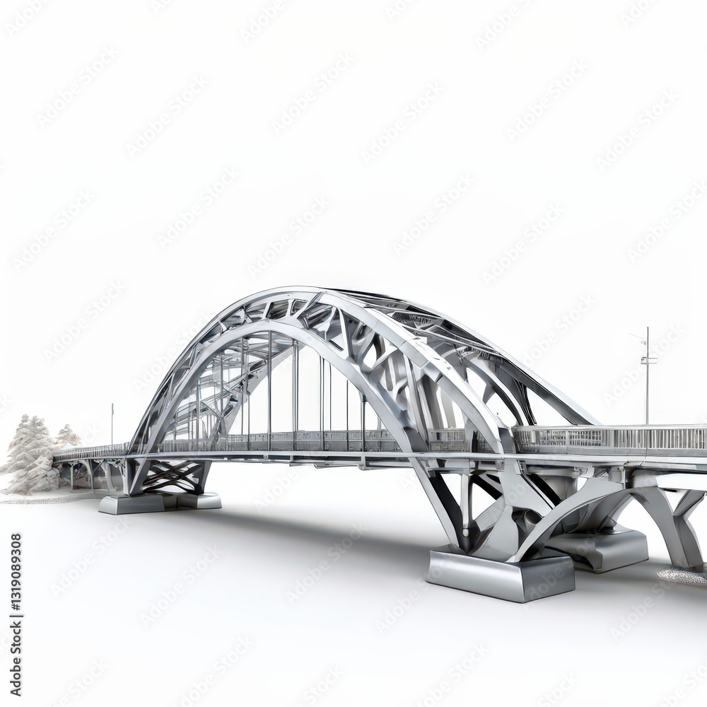 Obraz premium an AI Image Generator, Modern Metallic Arch Bridge