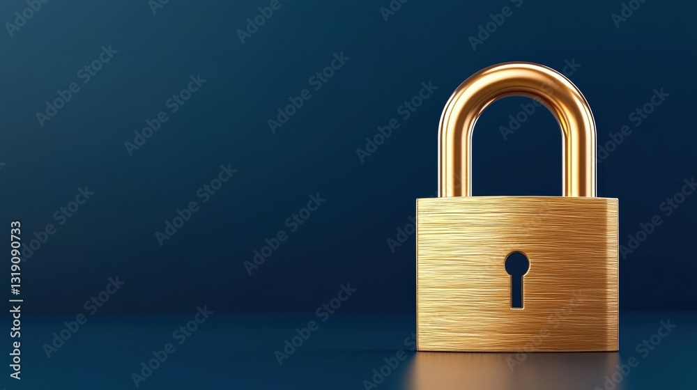 A shiny gold padlock on a dark background symbolizes security and protection. A shiny gold padlock on a dark background symbolizes security and protection.