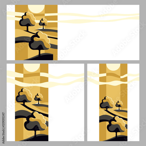 Abstract landscape in simple style. wide, square and vertical banner