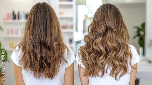 Comparison â€“ two clients with completely different hair types .