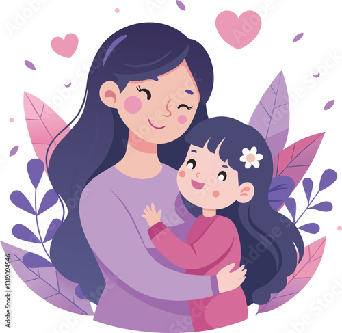 Happy Mother's Day Concept with Cute Mom and Child in a Tender Moment of Love and Care