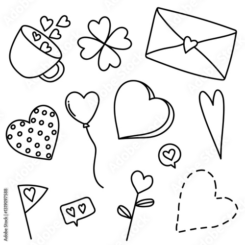line drawing love sticker design
