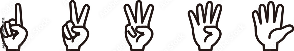 Obraz premium ハンドサイン 12345のセット