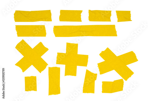 A set of yellow tape elements