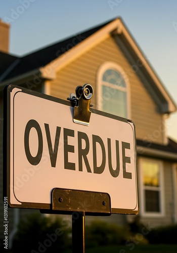 A House with an Overdue Sign Symbolizing Mortgage Debt and Financial Distress