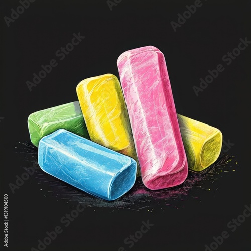 an AI Image Generator, Colorful Arrangement of Rectangular Chalk o