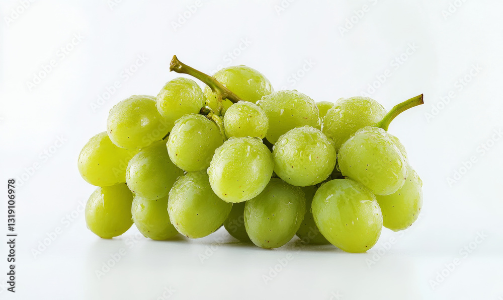 fresh green grapes composition, isolated on a white background fresh green grapes composition, isolated on a white background
