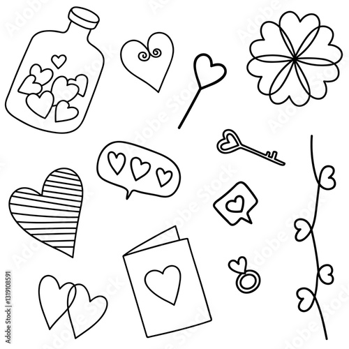 line drawing love sticker design