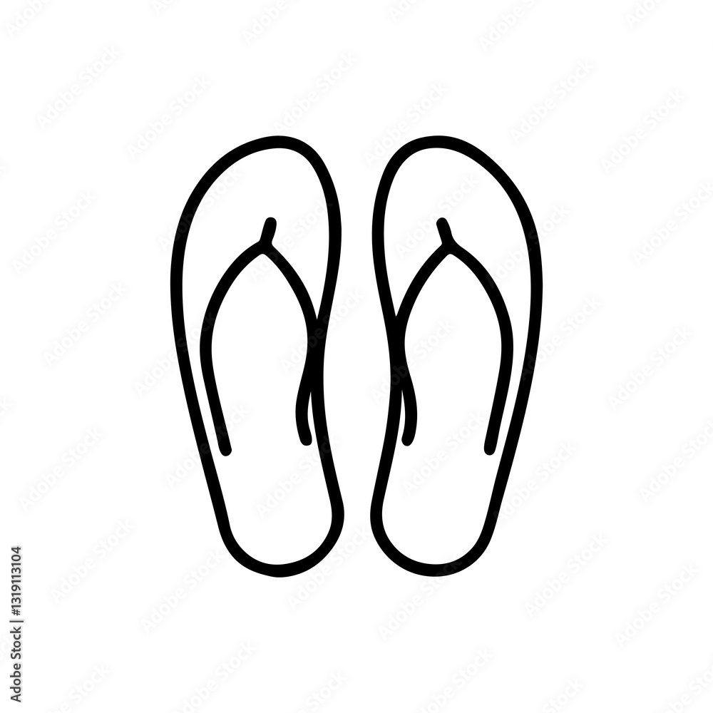 Minimalist Black and White Flip Flop Icon - Simple Summer Footwear Illustration Minimalist Black and White Flip Flop Icon - Simple Summer Footwear Illustration
