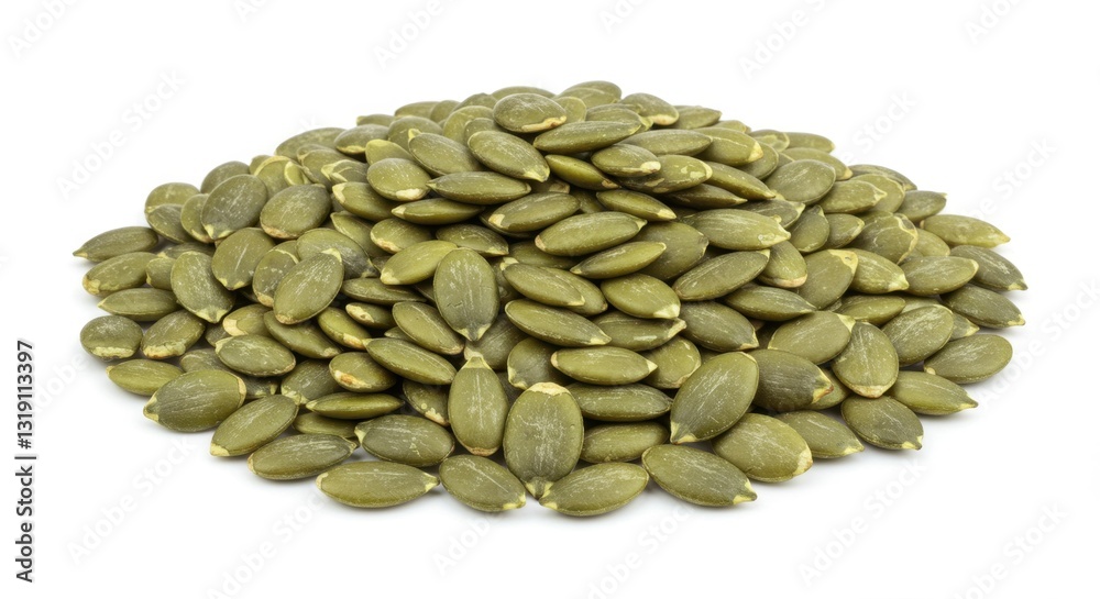 Pile of Pumpkin Seeds Isolated on White Background Pile of Pumpkin Seeds Isolated on White Background
