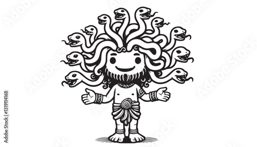 Vector illustration of cartoon halloween black and white drawing For children to learn to color according to the picture.