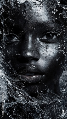 Obraz na płótnie Dark Beauty: A Woman's Face Emerging from Water w salonie
