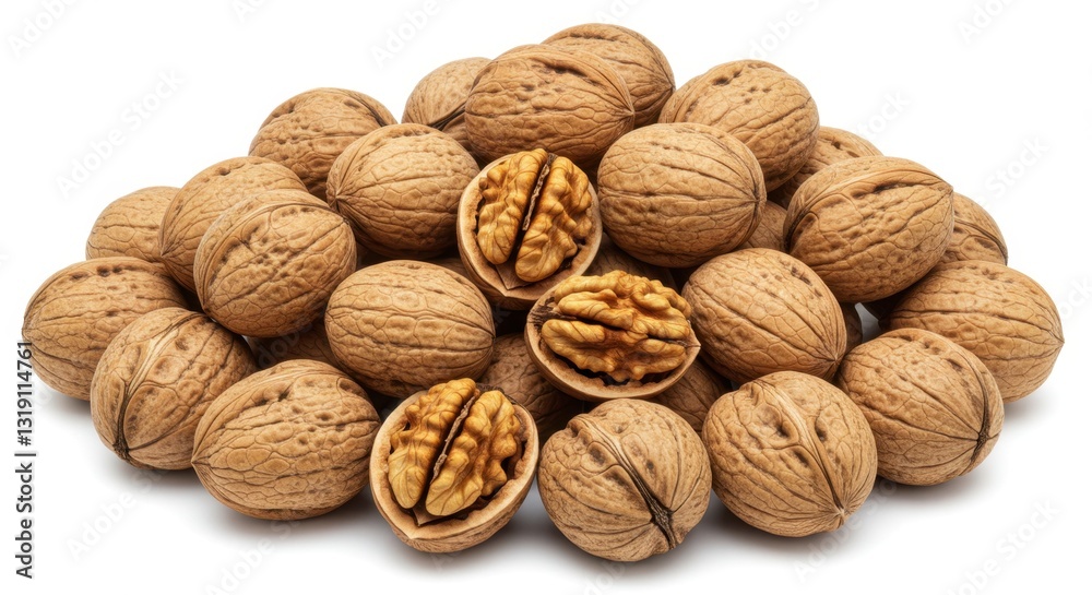 Pile of Raw Walnuts Isolated on White Background Pile of Raw Walnuts Isolated on White Background