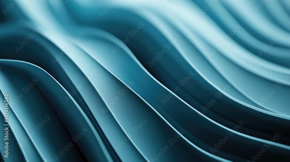 Fototapeta premium Abstract Teal Wavy Lines Background Texture Design Illustration