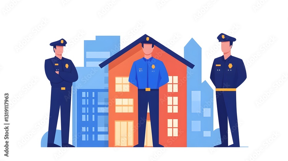 Law Enforcement Officers Patrolling Urban Community for Crime Prevention Law Enforcement Officers Patrolling Urban Community for Crime Prevention