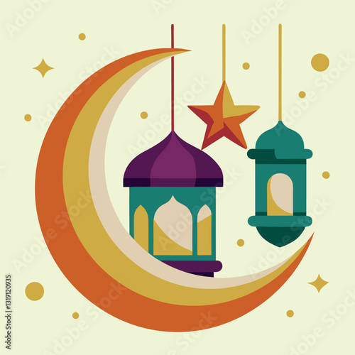 Vector Illustration of Ramadan Kareem & Eid Mobarak.