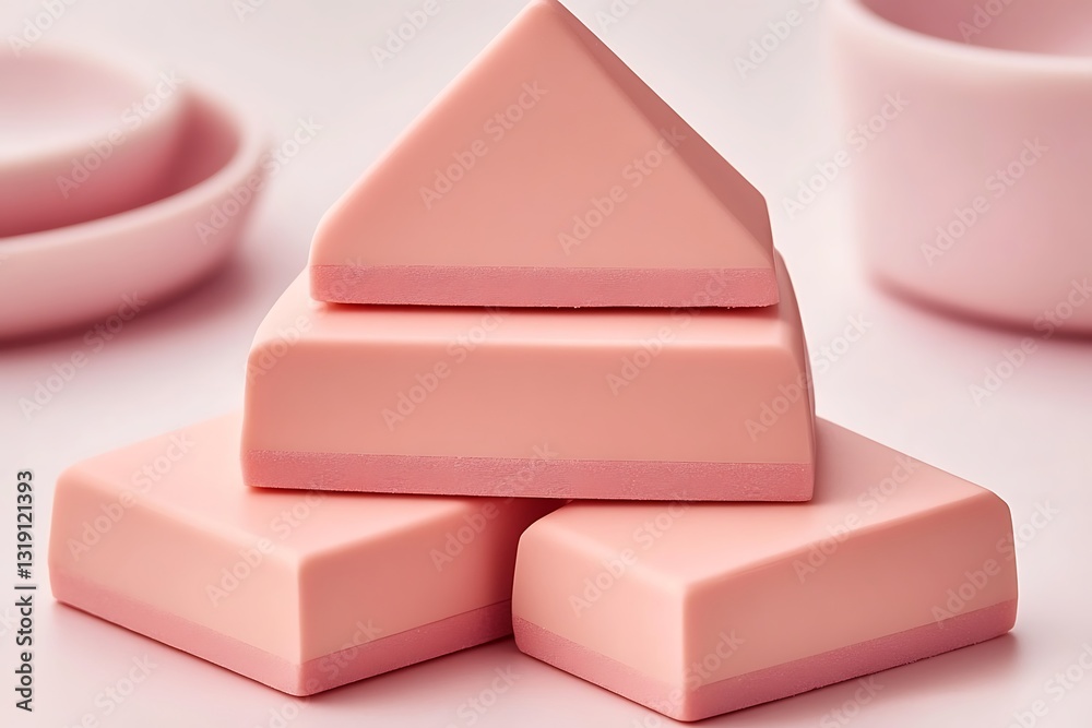 Abstract geometry of pink blocks, playful design and soft color palette Abstract geometry of pink blocks, playful design and soft color palette