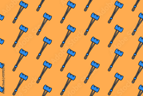 climbing tube stopper colorful seamless pattern on orange background set. doodle carved chock safety equipment illustration pattern background. chock nut background for climbing sport club merchandise