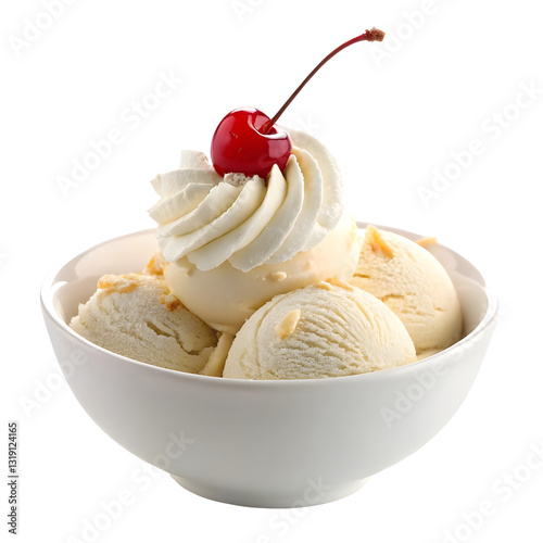 Vanilla ice cream with cherry transparent png