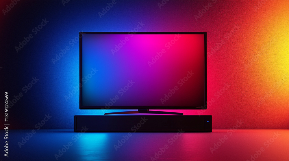 home entertainment setup with colorful ambient lights home entertainment setup with colorful ambient lights
