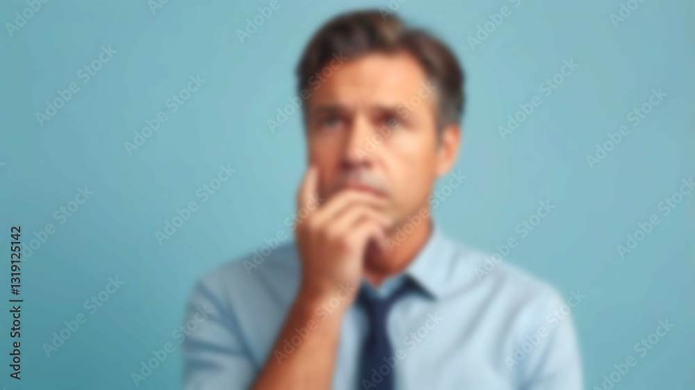 Blurred background of an individual immersed in creative thought, with a light blue backdrop symbolizing calm inspiration Blurred background of an individual immersed in creative thought, with a light blue backdrop symbolizing calm inspiration