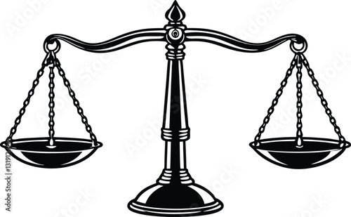 Scales of justice isolated on white background