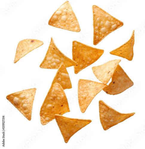 Tortilla chips, vector illustration, transparent background PNG.