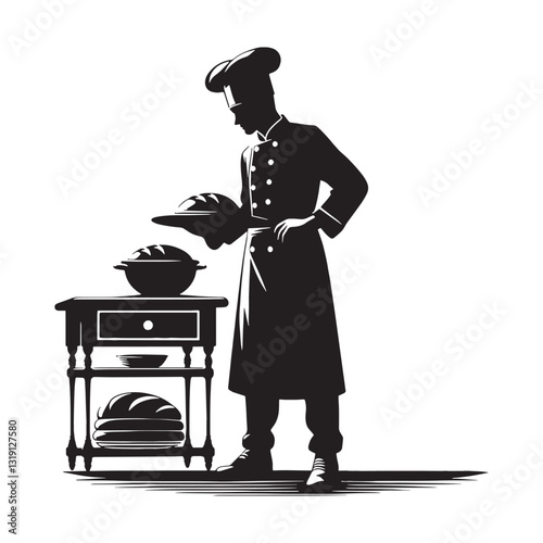 Oven Maestro Baker silhouette, baking perfection at every temperature - Baker illustration - Minimalist Baker vector - Profession silhouette
