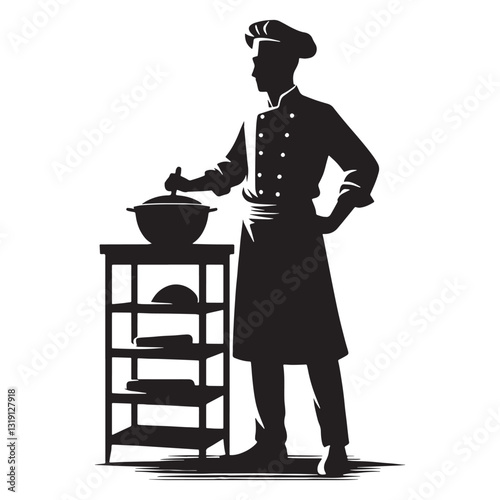 Whisk Master Baker silhouette, blending ingredients with expertise - Baker illustration - Minimalist Baker vector - Profession silhouette
