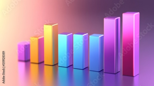 Free Download A colorful D bar graph with varying shades of purple and blue, displayed against a soft gradient background. - GFXLoad