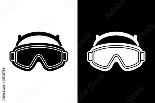 Black and White Safety Goggles Silhouette Perfect for Industrial & Laboratory Designs.