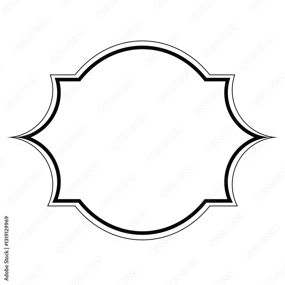 Black Outline Decorative Frame Template. Isolated on White Background. Line banner for culture, religion or historical concept designs. Black Outline Decorative Frame Template. Isolated on White Background. Line banner for culture, religion or historical concept designs.