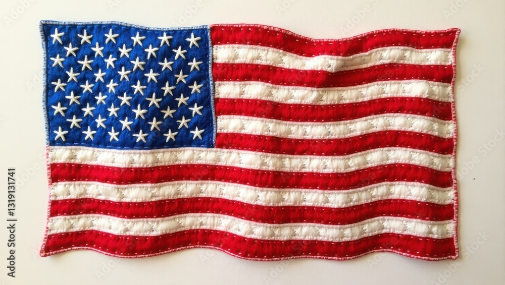 Fototapeta premium Bandera de los Estados Unidos bordada. Brillante y con muchos detalles 