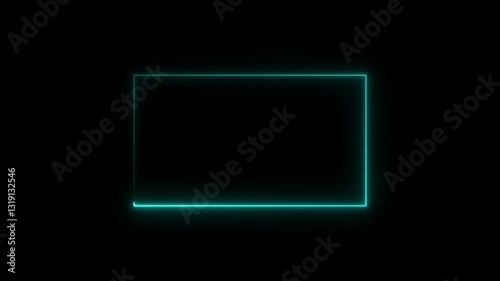 Square rectangle picture frame.glowing neon line.