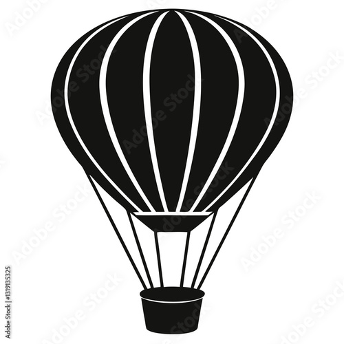 hot air balloon floating silhouette vector illustration