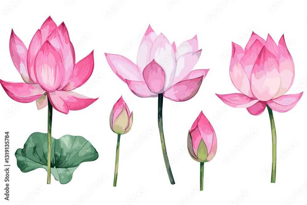 Watercolor Lotus generative AI Watercolor Lotus generative AI