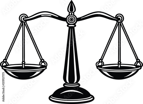 Scales for weighing libra justice hand drawn Vector hand drawn isolated on white background