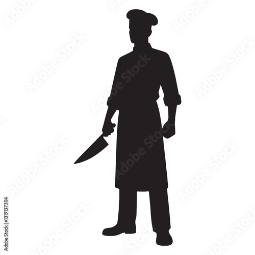 Master Butcher silhouette, a true craftsman of fine cuts - Butcher illustration - Minimalist Butcher vector - Profession silhouette
