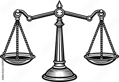 Scales for weighing libra justice hand drawn Vector hand drawn isolated on white background