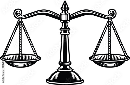 Scales for weighing libra justice hand drawn Vector hand drawn isolated on white background