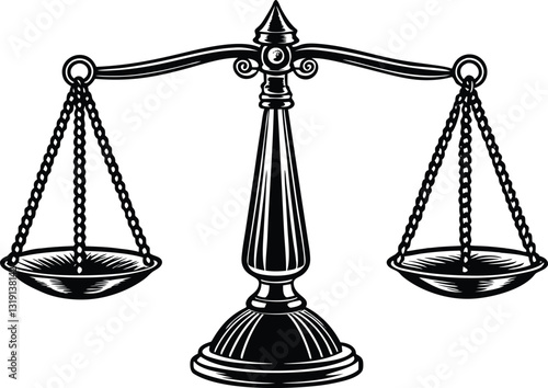 Scales for weighing libra justice hand drawn Vector hand drawn isolated on white background