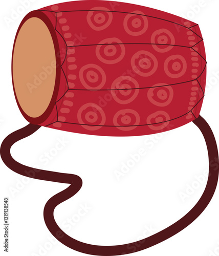 Traditional Bengali Dhol Drum Vector Illustration. Colorful vector of a traditional Bengali dhol, commonly played during Pohela Boishakh celebrations and folk festivals in Bangladesh and West Bengal.