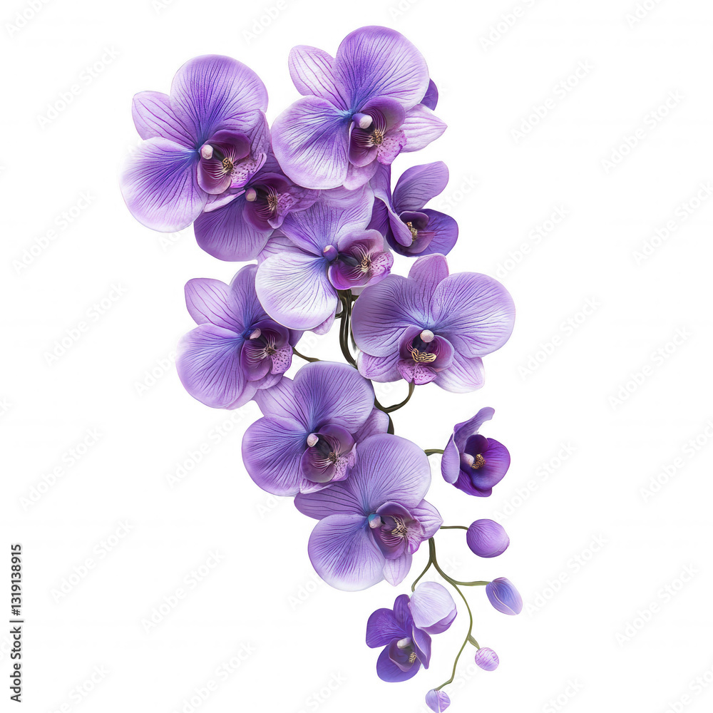 Obraz premium A cluster of vibrant purple orchids with intricate details and delicate petals.