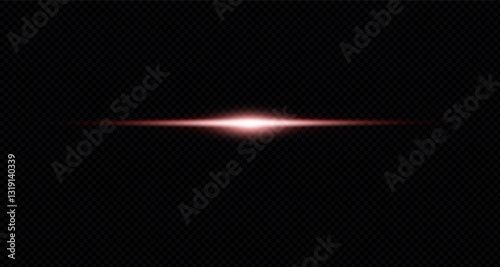 Laser lines of light. Horizontal neon light. Horizontal neon red speed lines. Glowing stripes. Laser beams. Light lines of movement and speed in neon colour. Beautiful flashes and sparks.