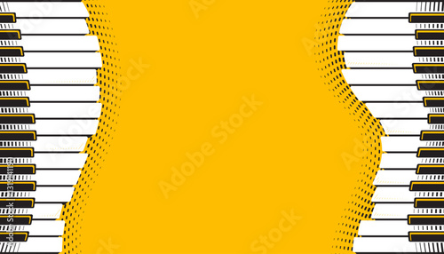 Abstract piano keys over yellow background. Classical music instruments.
