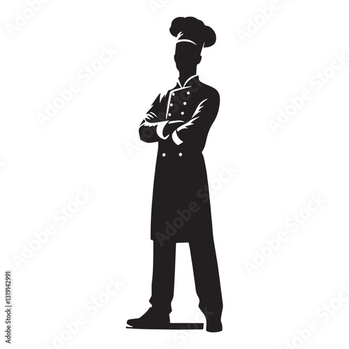 Epicurean Chef silhouette, the master of fine flavors - Chef illustration - Minimalist Chef vector - Profession silhouette
