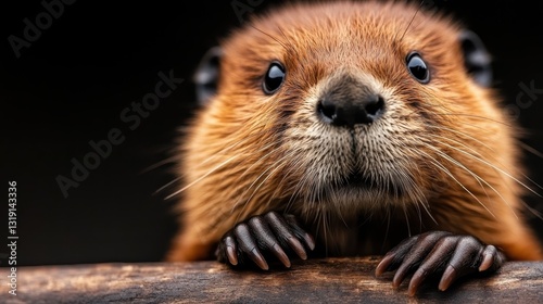 In this detailed image, an otter closely examines its surroundings, with a focus on its expressive features, beautifully capturing its playful nature and habitat.