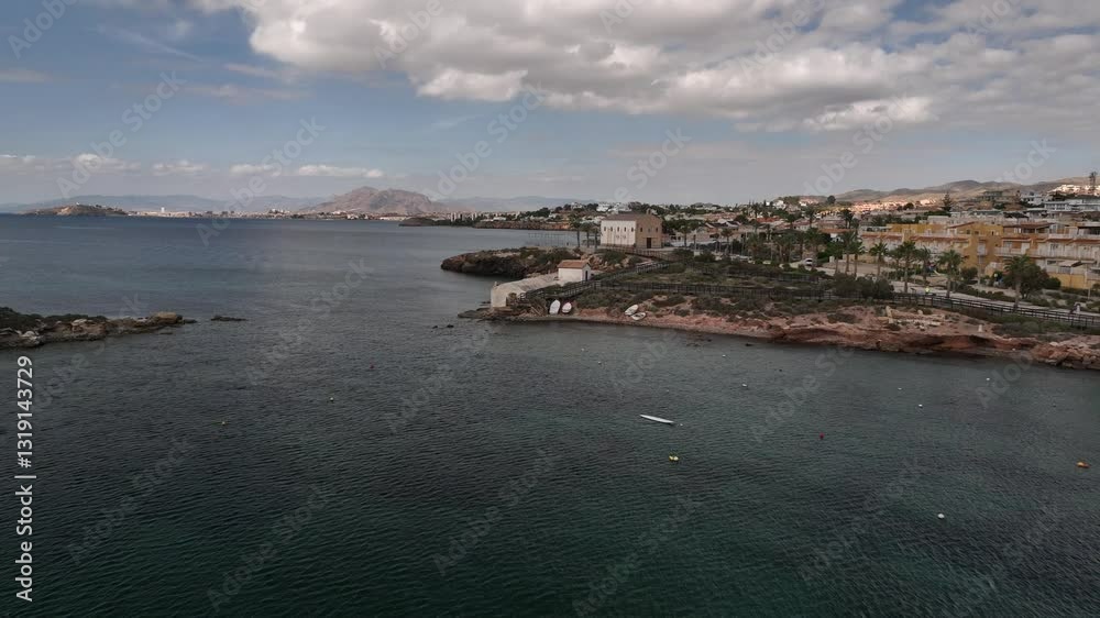 Faro de Mazarrón, situado en Puerto de Mazarrón, Region de Murcia, España